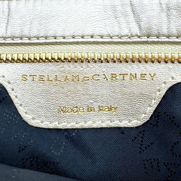 Stella McCartney Falabella Vegan Faux Leather Fold-Over Clutch Gold Vegan Gift - Picture 7 of 16